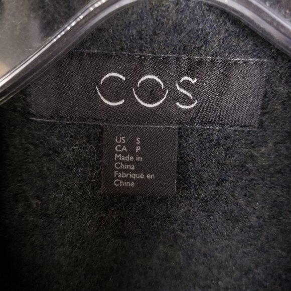 COS Boiled Wool Jacket Shacket Dark Gray/ Black Snap Buttons size S Minimalist - Picture 5 of 14